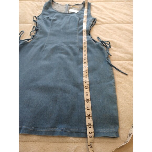 Mebon by Machine Jeans Windsor Denim Dress Sz L NWT Tie Strings Side Sexy - Picture 6 of 9